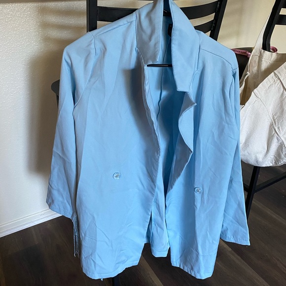 Source Unknown Jackets & Blazers - light blue tassel blazer